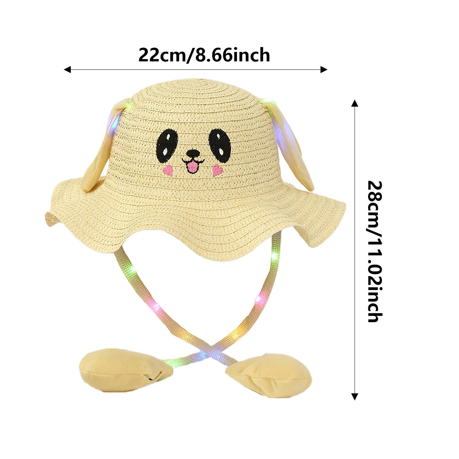 LOVIVER Cappello da coniglio per bambini, cappello di paglia estivo illuminato alla moda per la