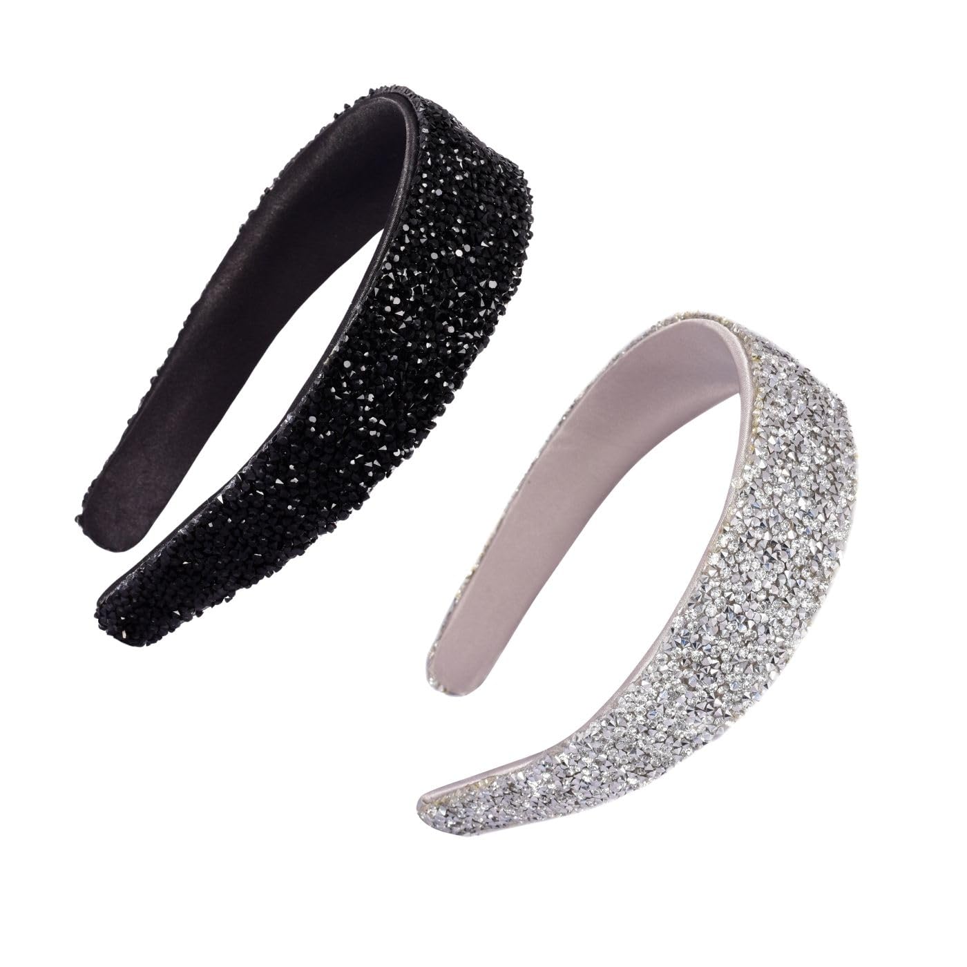 Sprinkle Stone Hair Band for Girls and Women (Pack of 2) Black and Silver-image-8