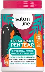 Salon Line, Creme de Pentear, Definição Antifrizz, Efeito Touca de Cetim, Vegano - Cabelos Ondulados, Cacheados e Crespos, 1 Kg