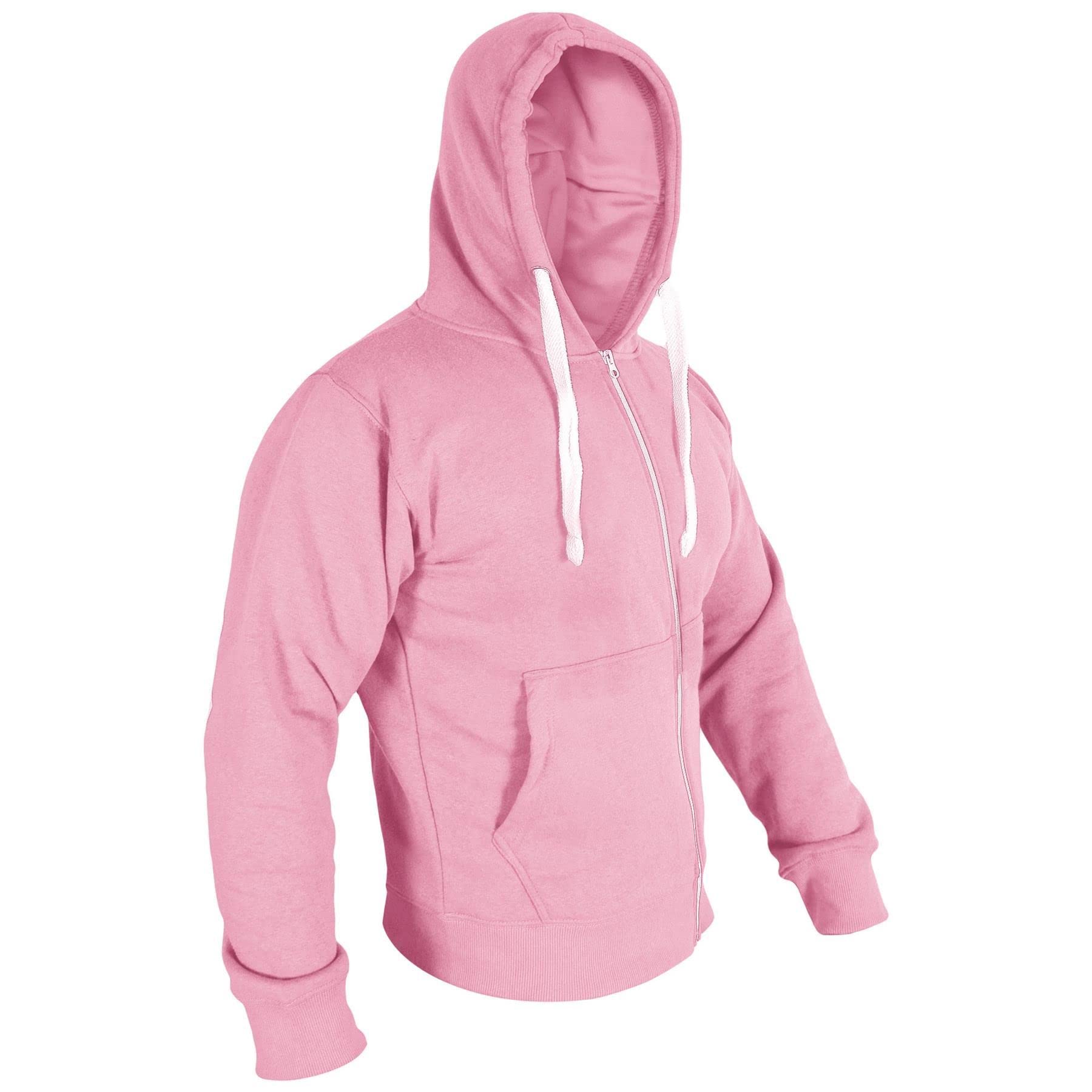 A2Z Męskie runo Zwykły błyskawiczne Bluza Zakapturzony bezpieczeństwo - Zipper Baby Pink L