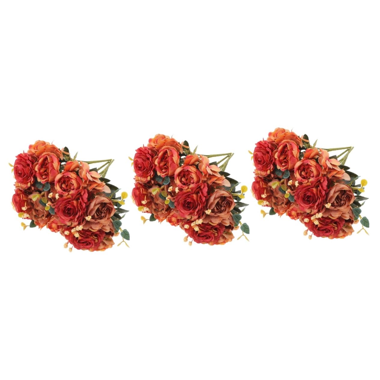 TOPBATHY Lot De 3 Bouquets De Roses Artificielles Réalistes Fausses Roses Accessoires De Photographie De Mariage Tissu PP Fer Facile Dentretien Décoration 4 Pièces X 3