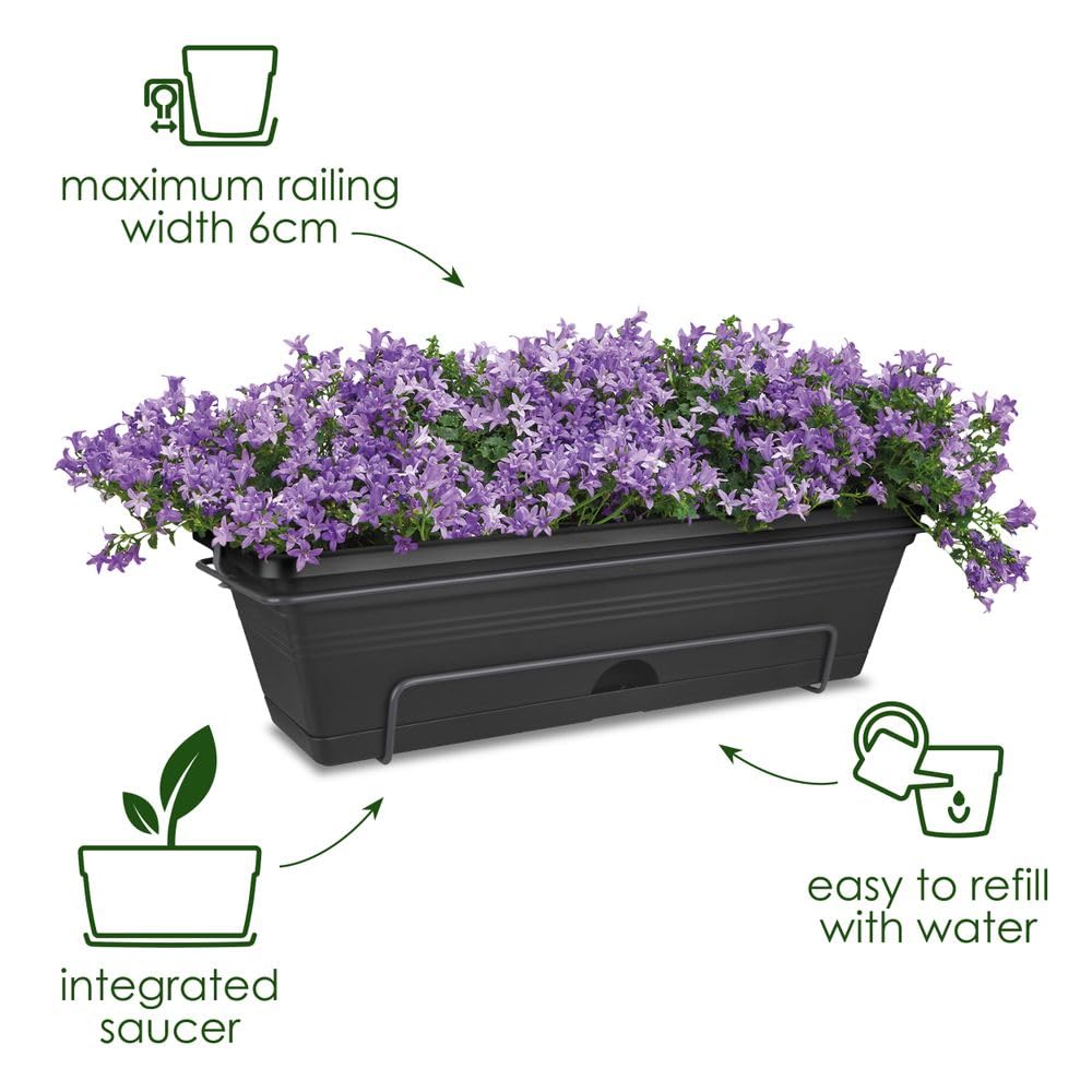 Elho Green Basics Trough Allin1 70 - Jardinera por Balcón Exterior - Ø 68.5 x H 16.5 cm - Leaf Green