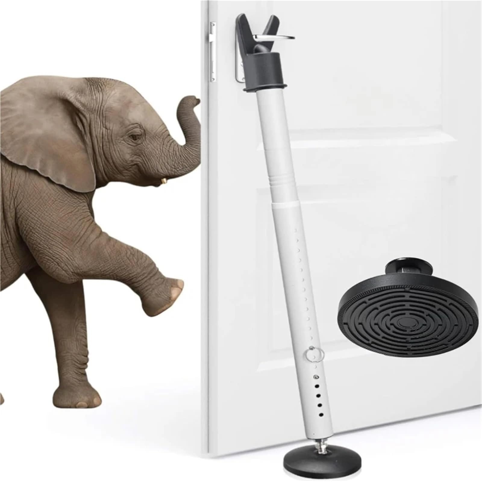 Barre de sécurité porte for la maison et les voyages, butoir Anti-effraction robuste réglable, Base antidérapante for l'avant pour Portes(Black)