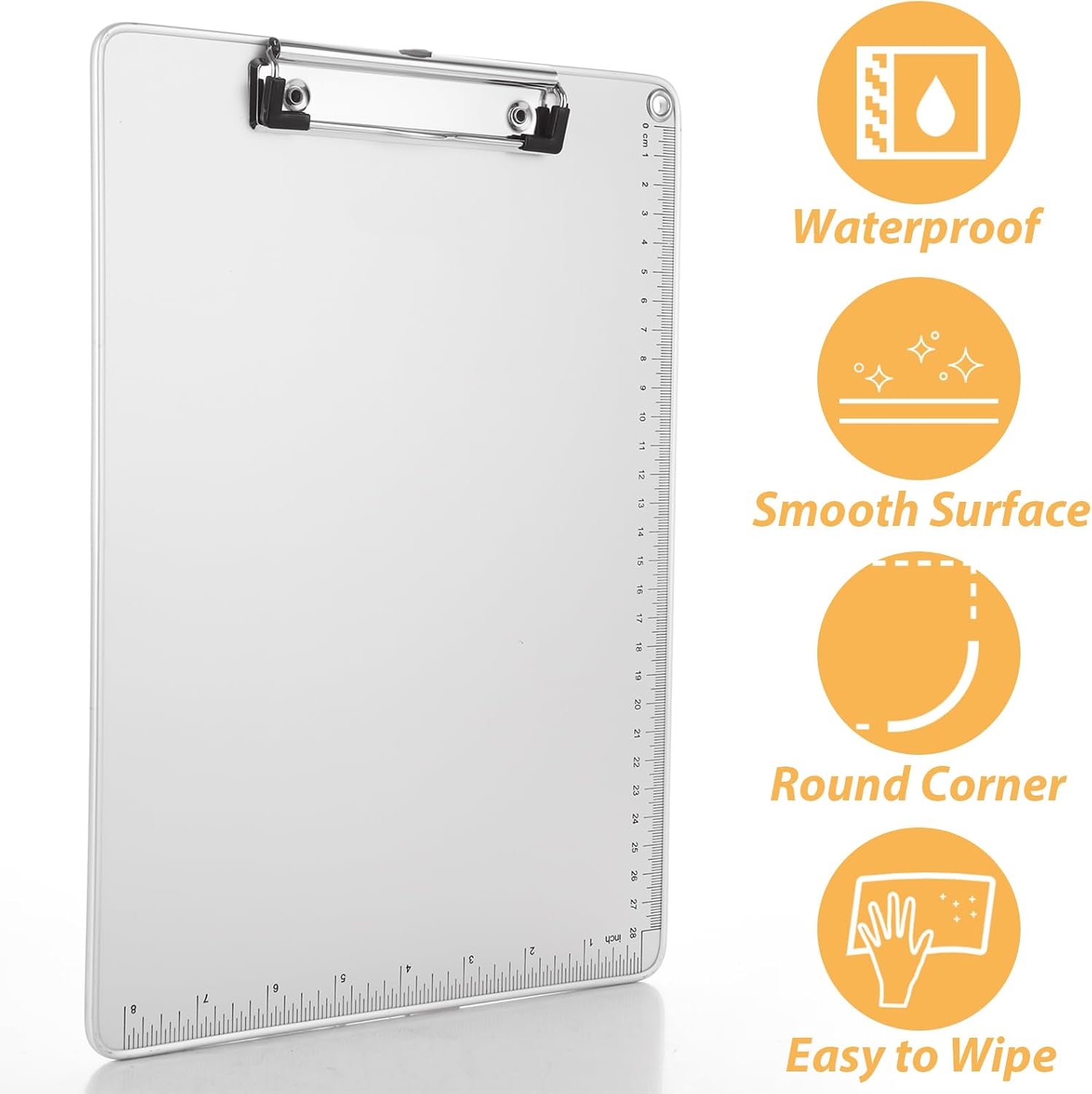 SHUESS 5 Pack Metal Clipboard, Aluminum Office Clipboard 12 x 9 Inch, Clip Board with Low Profile Clip A4 Letter Size Metal Clip Board for Jobsite, Laboratory, Medical, Office, Teach