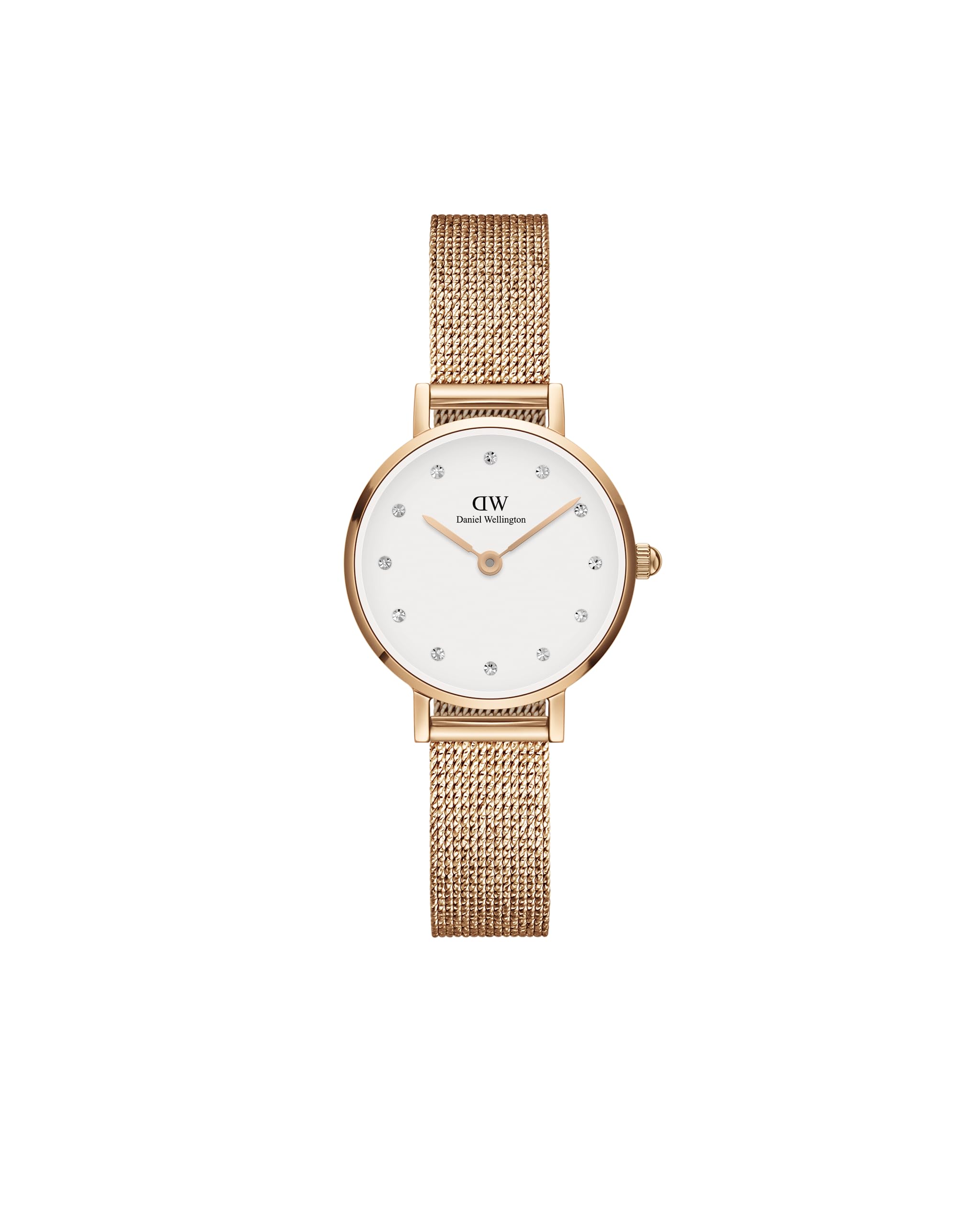 Daniel Wellington Petite Lumine Pressed Melrose 24mm Women's Watch, Double Plated Stainless Steel (316L) Rose Gold Watch for Women