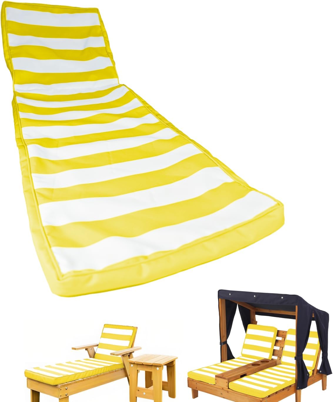 Patio Chaise Lounge mini Chair Replacement Cushion Cover,for Outdoor Kids pet Furniture Wooden Chair, Waterproof Fade Resistant Fabrics (Blue, Only 1 Cover)