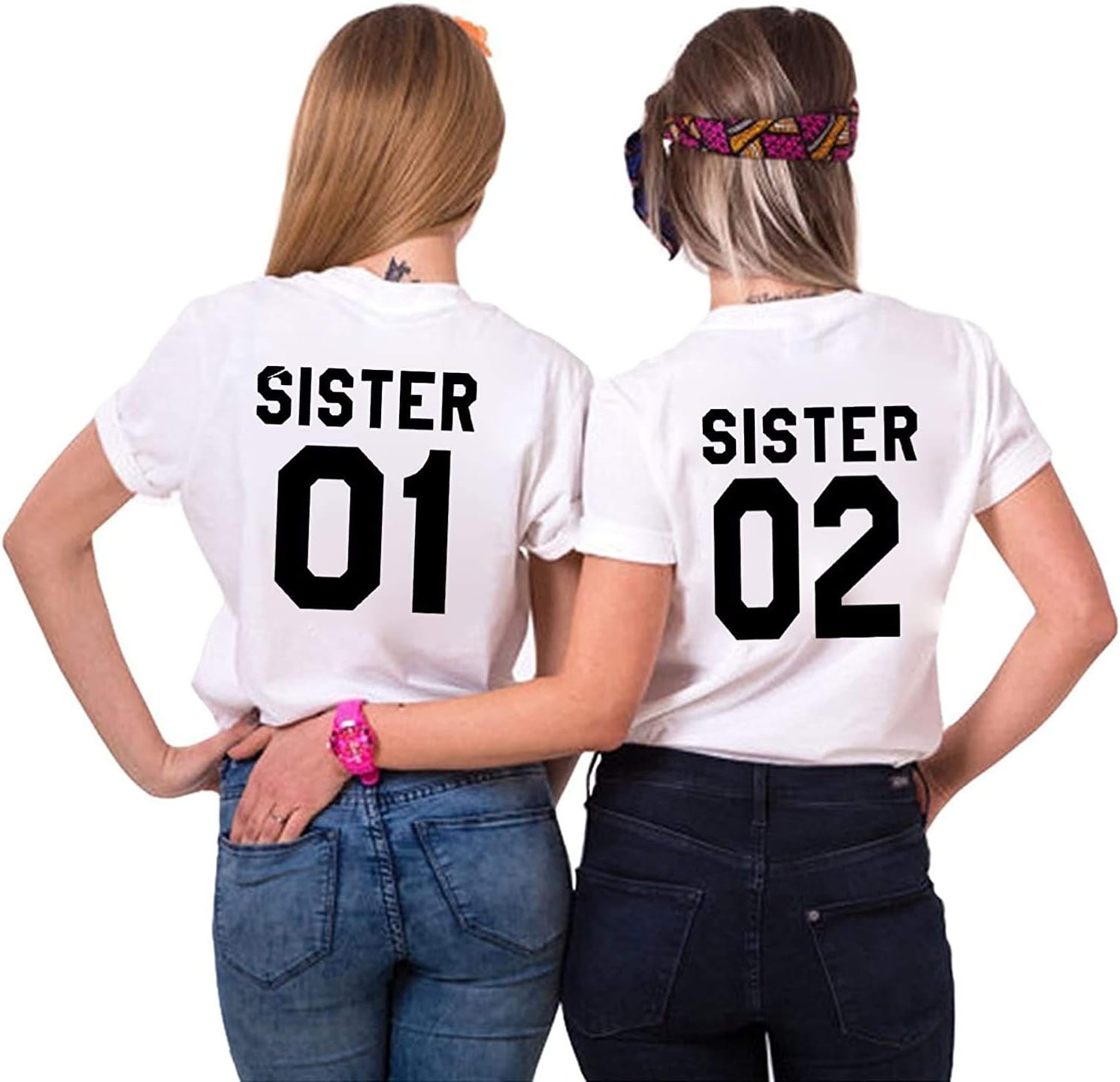 Youth Designz Best Friends BFF Best Friends T-Shirt for Two Girls Sister - White - Medium