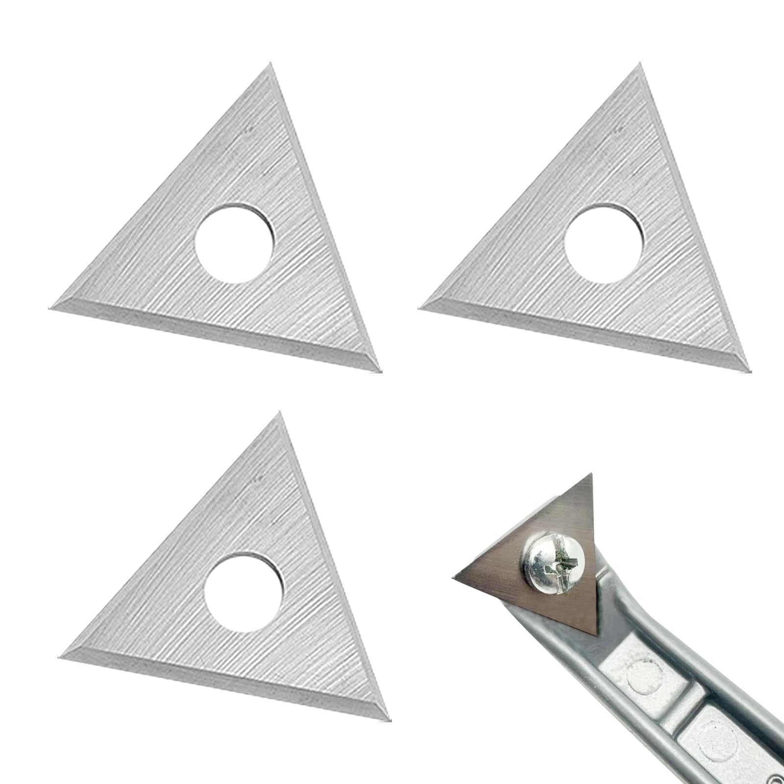 Raspador triangular de pintura de 1 pulgada, cuchillas de carburo, hoja de repuesto reversible de doble filo, raspador de carburo plateado, cuchillas raspadoras para eliminar pintura, pegamento