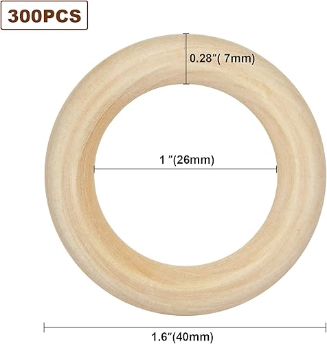 Miniatura 10 de 20 anillos de madera para manualidades de 4 pulgadas, grandes anillos de madera natural sin terminar de 3.780 in, anillos de madera maciza de