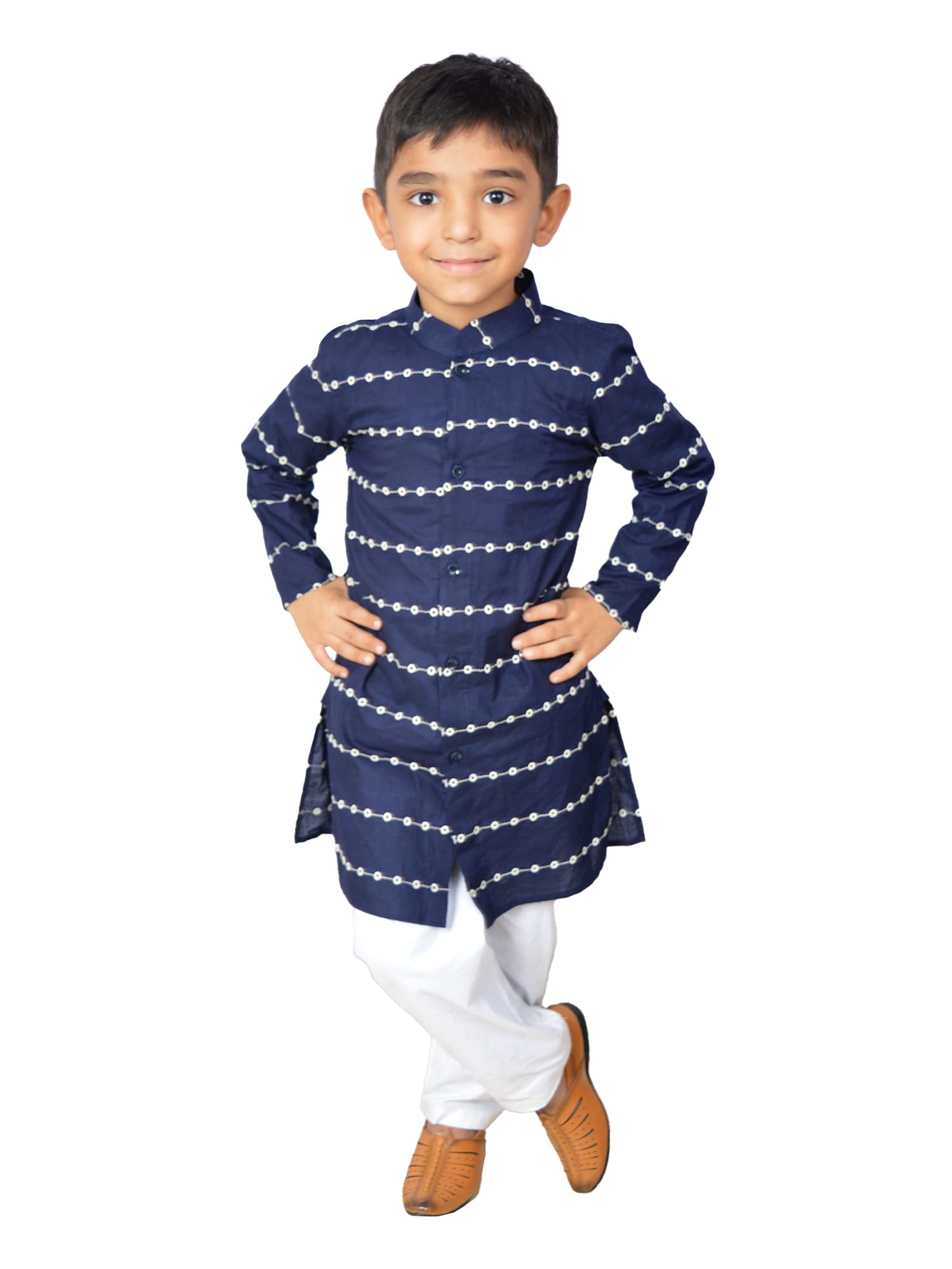 Boys Embroidery Kurta 3-4 Years Blue