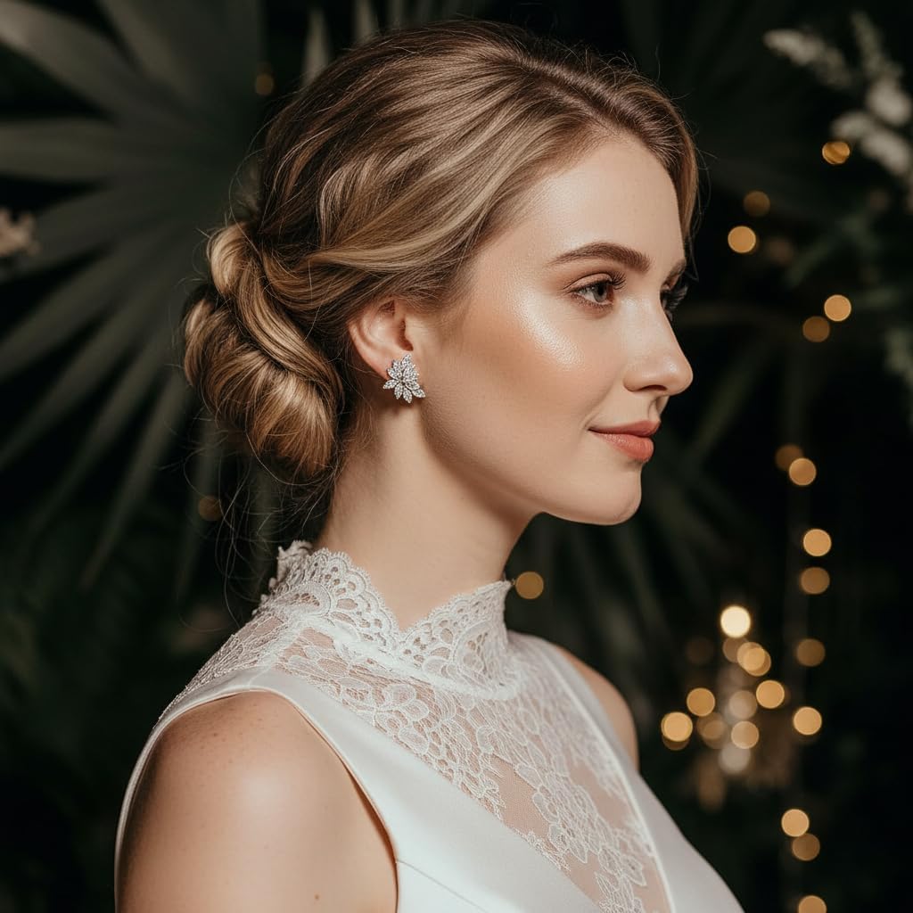 Bridal Marquise Cubic Zirconia Earrings Rhinestone Cluster Drop Earrings for Women Wedding Jewelry image 3