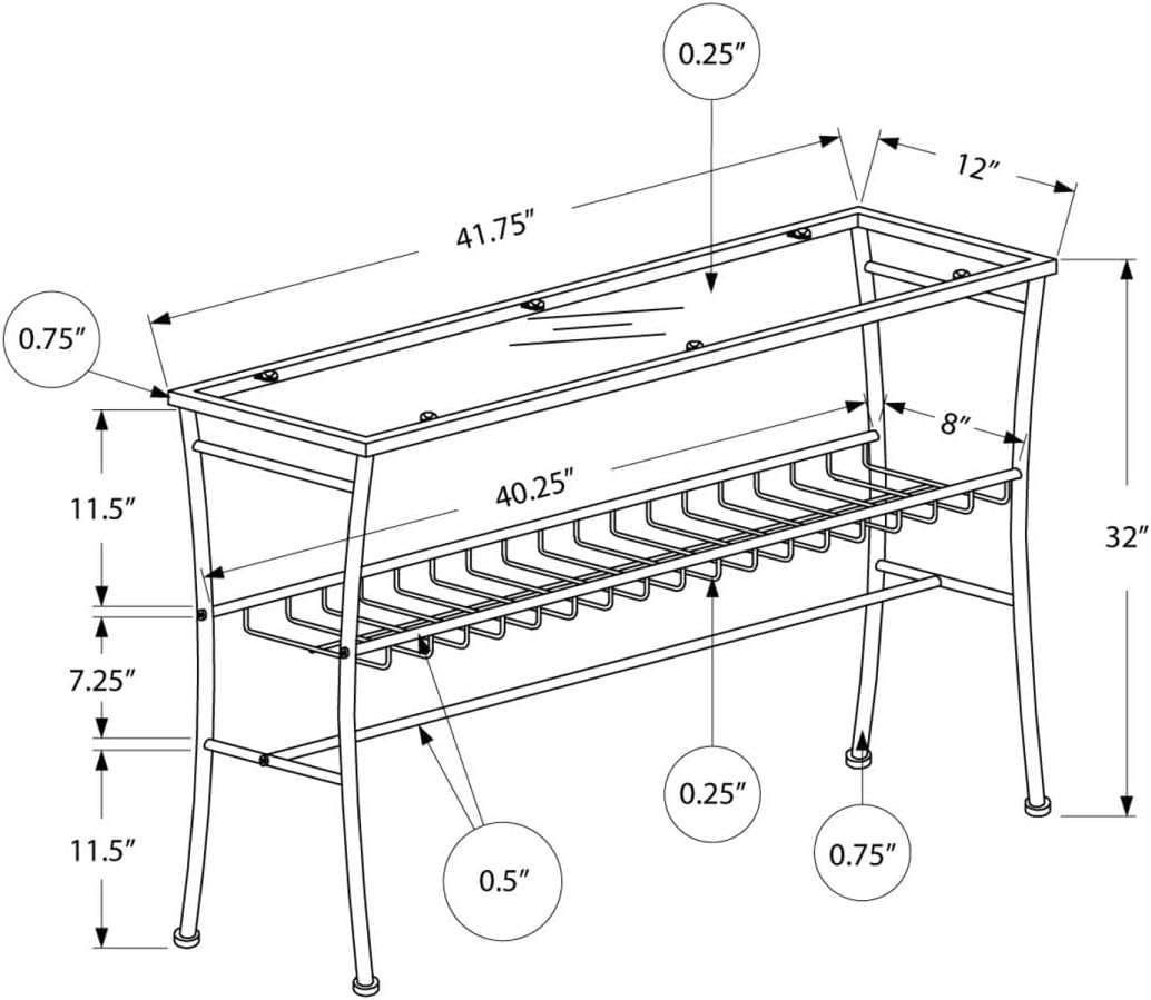 Sleek Silver Metal & Glass Console Table with Storage Shelf