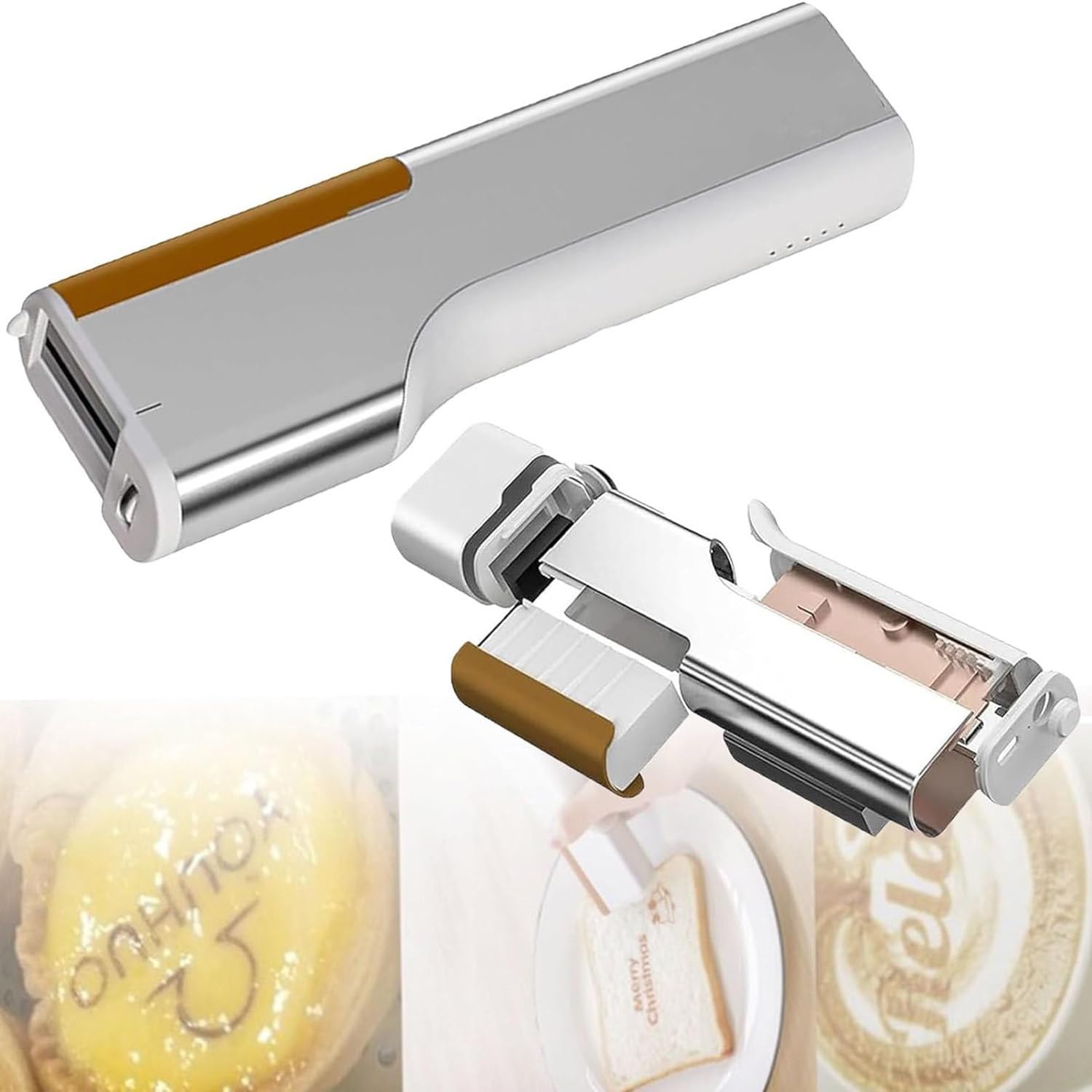 Stampante Alimentare Portatile, Penna Stampante E Stampante A Getto D'Inchiostro Commestibile, Stampante Per Caffè/Macchina Stampante Per Alimenti Latte Art, In Biscotti, Pane, Torta, Caffè,Brown