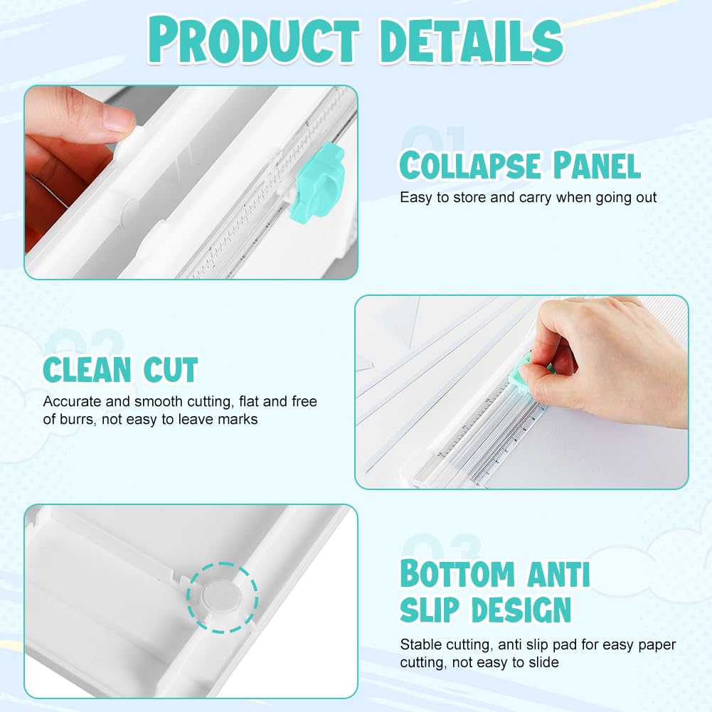 CEWROM Cortador de papel y tabla de plegado, 36 x 35 cm, tabla plegable para papel, cortador de papel con función de plegado multiusos para tarjetas, sobres y cajas