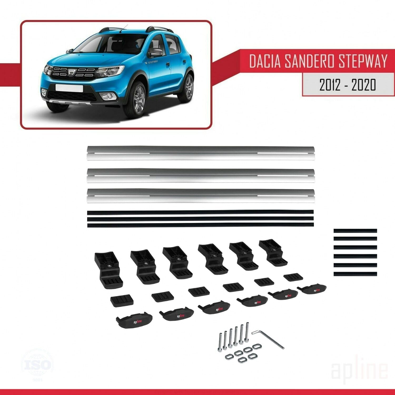 Barres De Toit Aluminium Pour Dacia Sandero Stepway 2 (2012-2020) - 2 Barres Grises - Porte-bagages