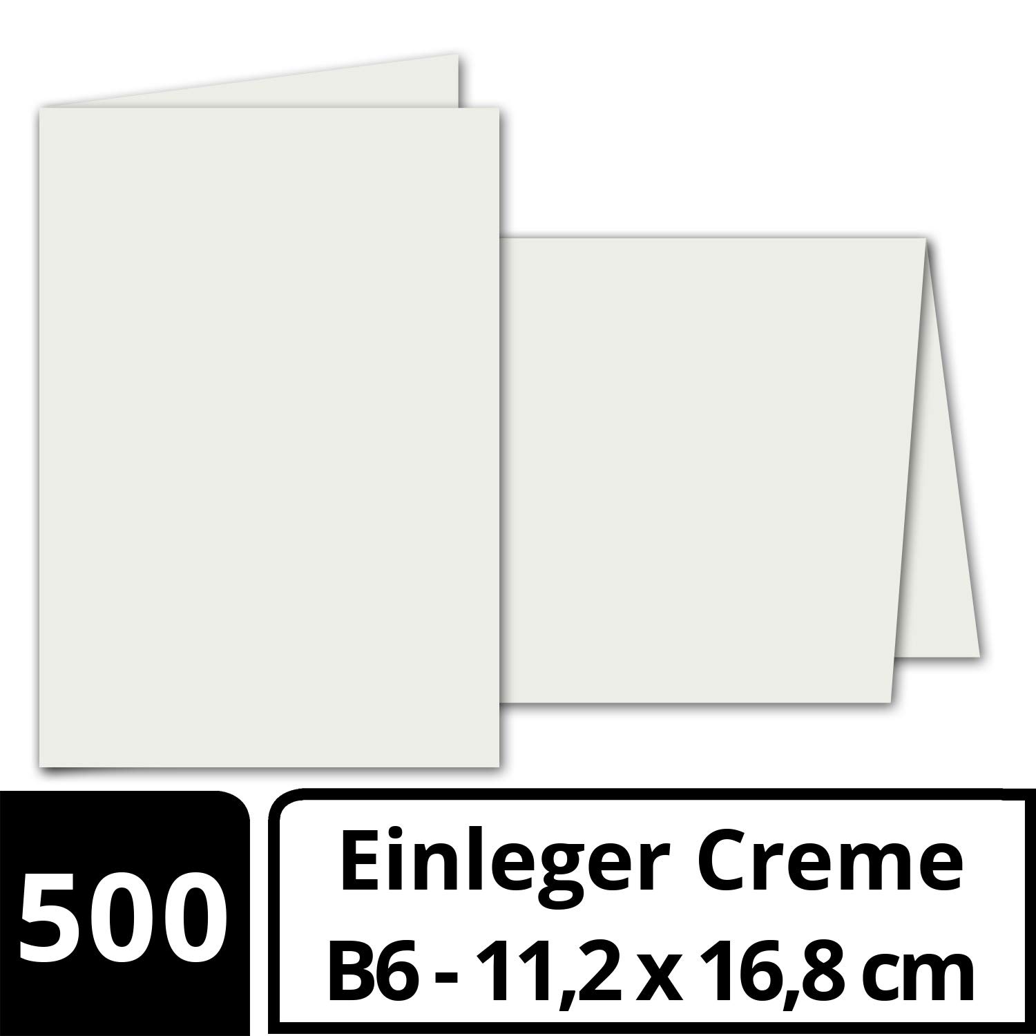 Einleger para B6 Plegable Tarjetas, 168 x 224 mm (112 x 168 mm Plegado), Color Beige 500 Stück