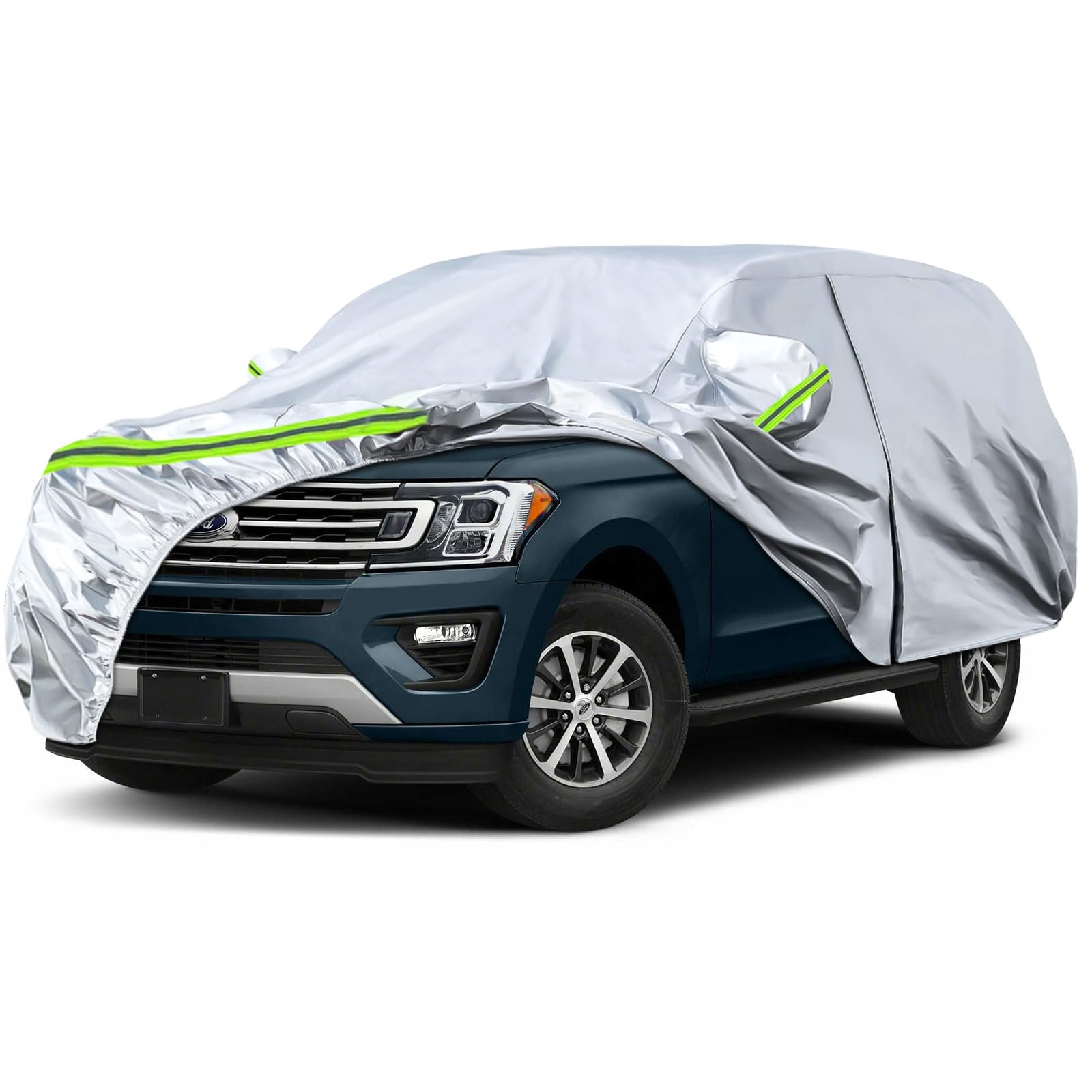 Waterproof Car Covers Replace for 2007-2026 Ford Expedition/Navigator SWB | 6 Layers Silver All Weather Car Cover with Cotton Liner, Zipper Door, Windproof Bands for Snow Rain Dust Protection