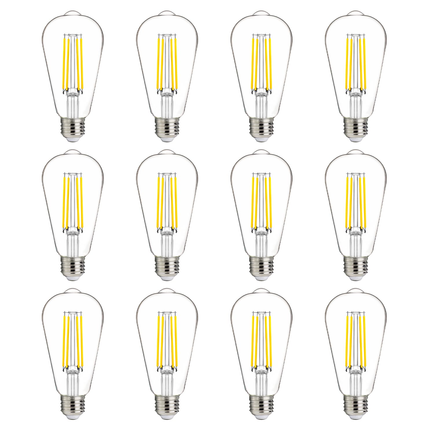 FLSNT 100W Equivalent LED Edison Bulbs, ST19/ST58 Dimmable LED Light Bulbs for Kitchen, Dining Room, High Brightness with 1000LM, 5000K Daylight, 8W, E26 Base, 12 Pack