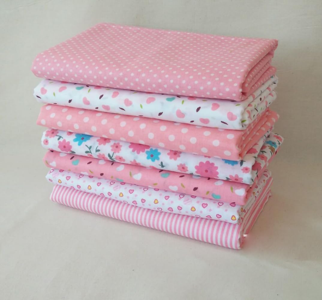 Różowa seria tkanina bawełniana do pikowania, 7 sztuk, patchwork, zestaw materiałów, materiały do szycia ze 100% bawełny, patchwork, do pikowania, majsterkowania, rzemiosła, bawełny, 100 x 160