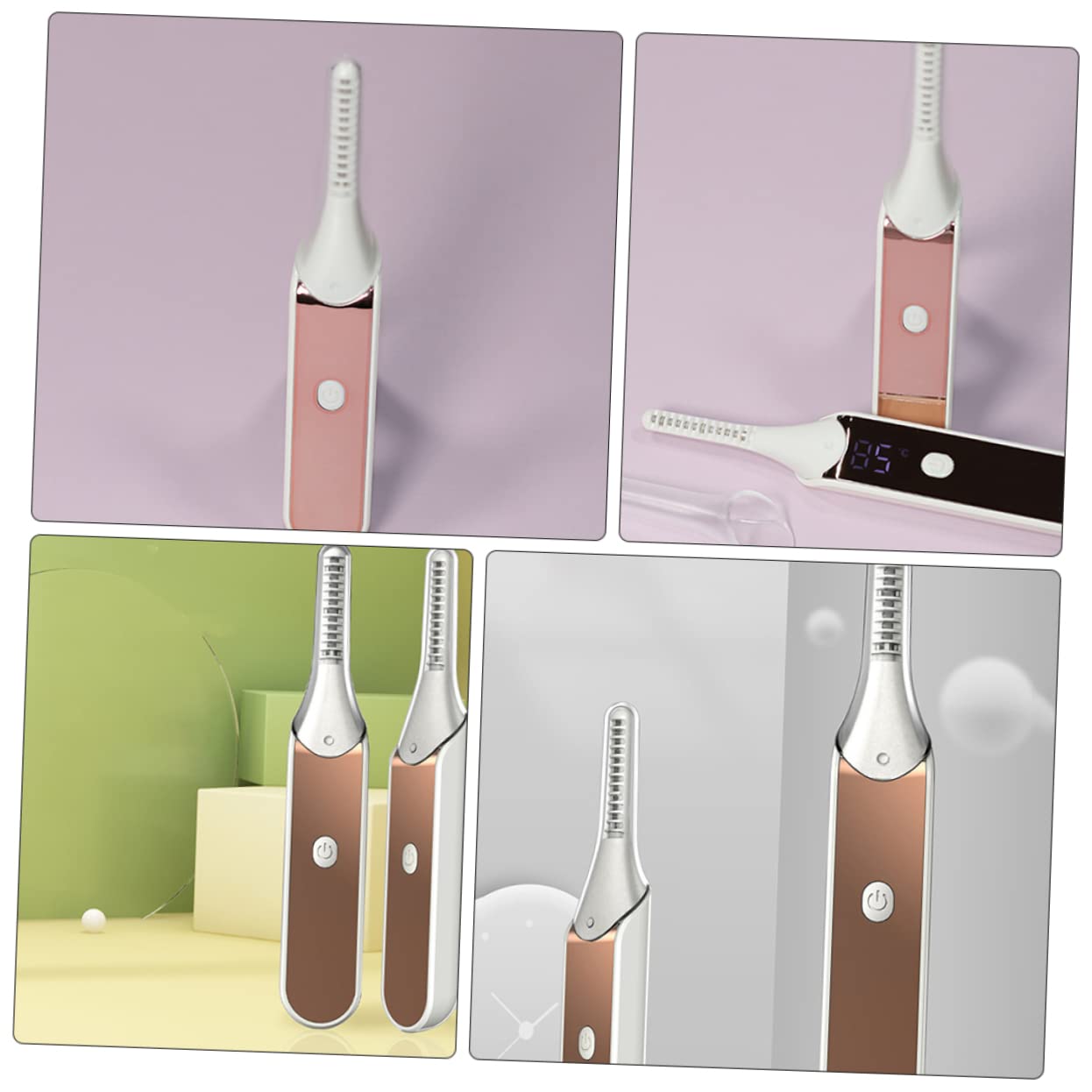 Beaupretty 2piezas Rizador De Pestañas Eléctrico Calentado Herramienta De Maquillaje Portátil Para Pestañas Curvas Naturales Efecto Rápido y Fácil De Usar Para Viajes y Ocasiones