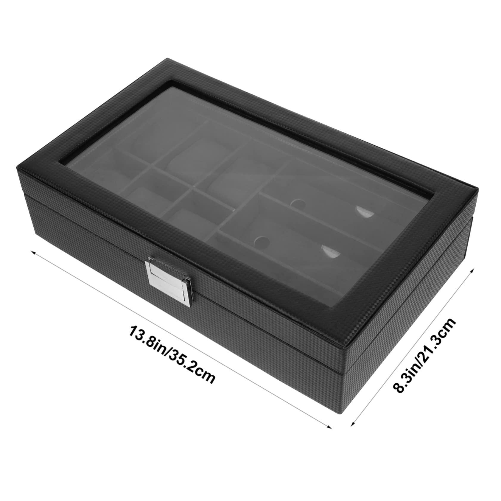 PACKOVE Wielofunkcyjny Pojemnik Zegarki i Okulary Przeciwsłoneczne z Carbonowego Włókna Elegancki Organizer Do Przechowywania Biżuterii Idealny Do Użytku Domowego i Podróży Miejsc