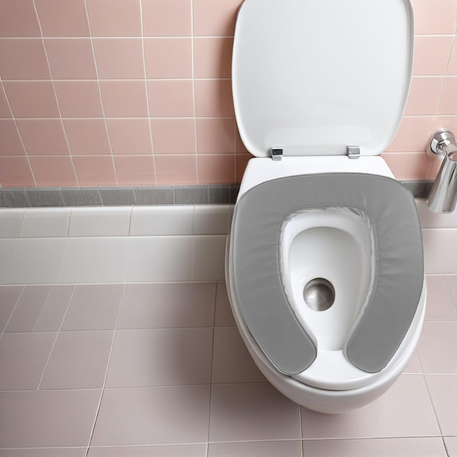 Rialzo per Wc Imbottito in Spugna e Pu, Sedile Comodo Design ad Aumento Altezza, Lavabile, per Bagno Familiare e Anziani