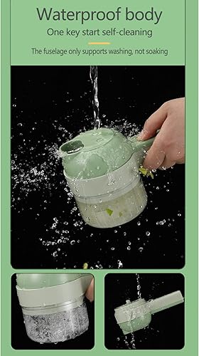 Miniatura 6 de Juego de cortador eléctrico de verduras 4 en 1, picador inalámbrico, triturador de barro de ajo, fruta portátil y para ajo, pimienta, chile,