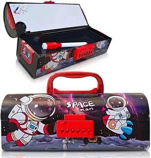 MANAKI ENTERPRISE Space Man Compass Box for Kids | Space Astronaut Printed Pencil Box with Number Lock | Large Capacity St... Price In India