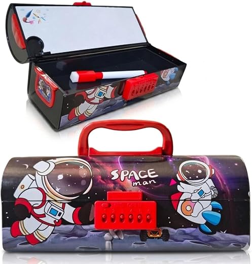 MANAKI ENTERPRISE Space Man Compass Box for Kids | Space Astronaut Printed Pencil Box with Number Lock | Large Capacity St...