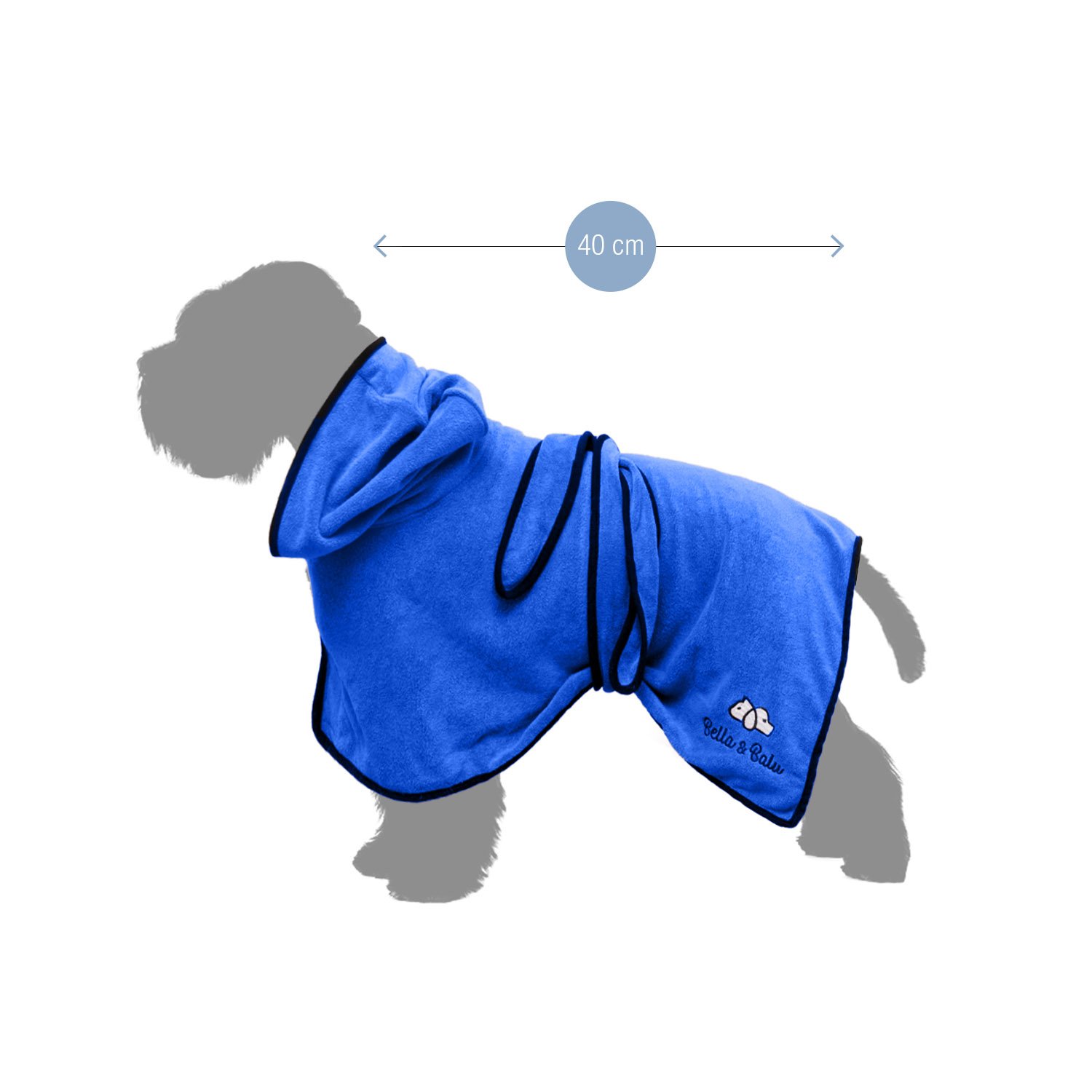 Bella & Balu Accappatoio per cani (S Blu) - Accappatoio per cani in microfibra con cappuccio e cintura regolabile per asciugare il cane dopo il bagno, in spiaggia o dopo la pioggia