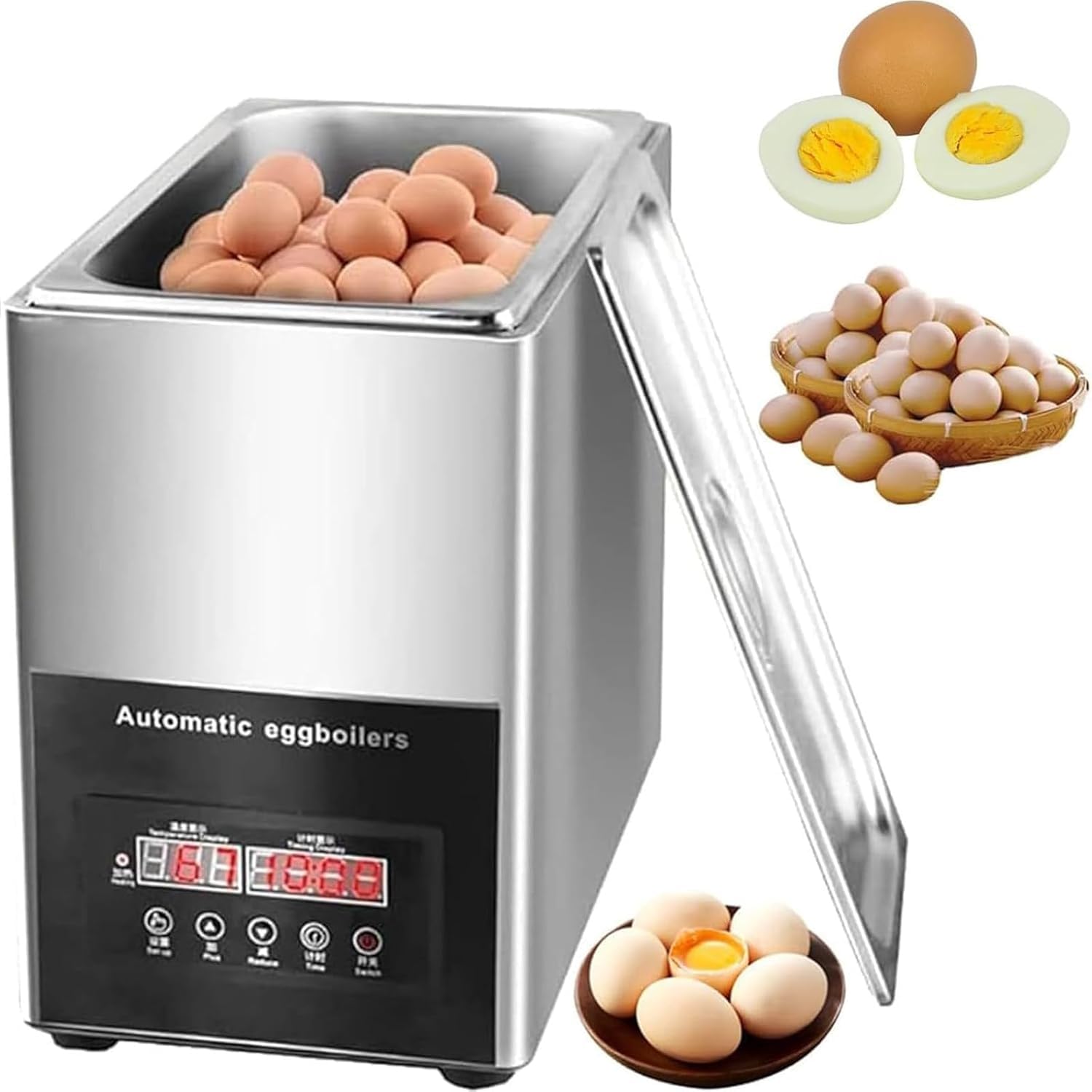 XCSCUK Commercial Egg Boiler, 50 Eggs Automatic Electric Egg Cooker,with Constant Temperature Control & 0-90min Timer, for Soft/Hard Boiled Egg