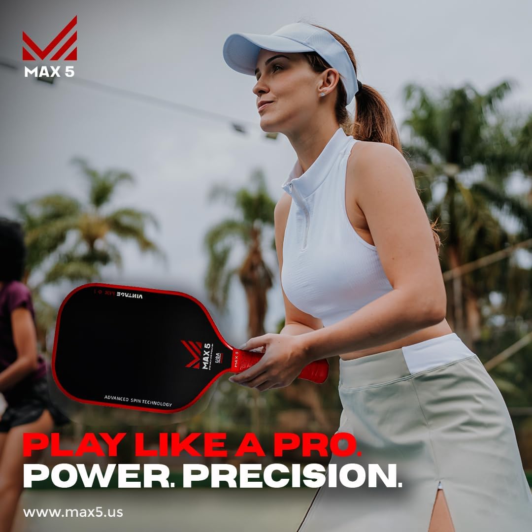 Vintage MX 0.1 T700 Carbon Fiber Cloth Pickleball Paddles - Thermoformed, Professional-Grade Super Spin | Premium Performance for Intermediate to Professionals USAPA Approved