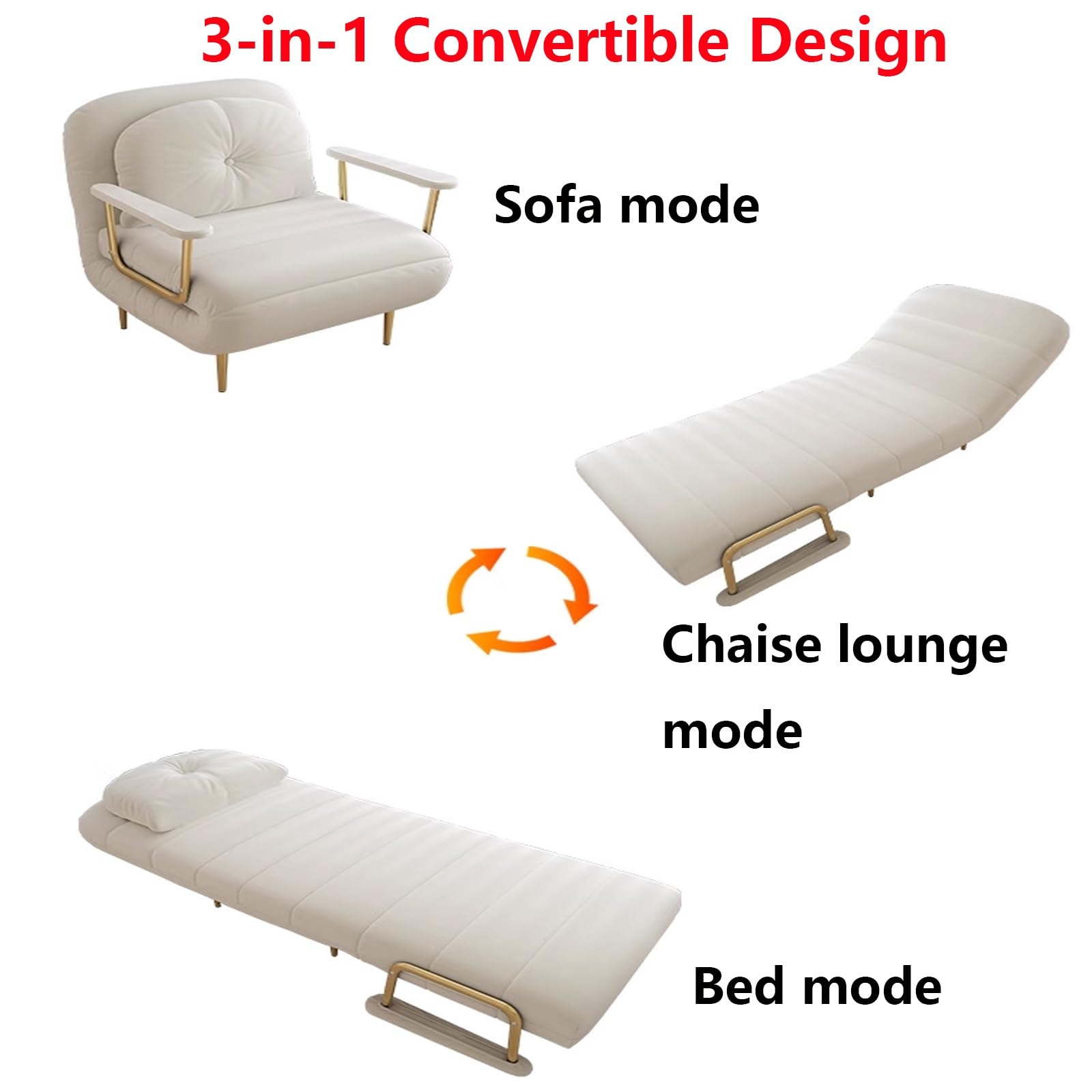 3 In 1 Schlafsessel Mit Bettfunktion Mit 6-Fach Verstellbare Rückenlehne Ausziehbett 190cm Relaxsessel Sofabett Klappbar Für Zuhause Büro(Multi-Colored,190 * 80 * 30cm)