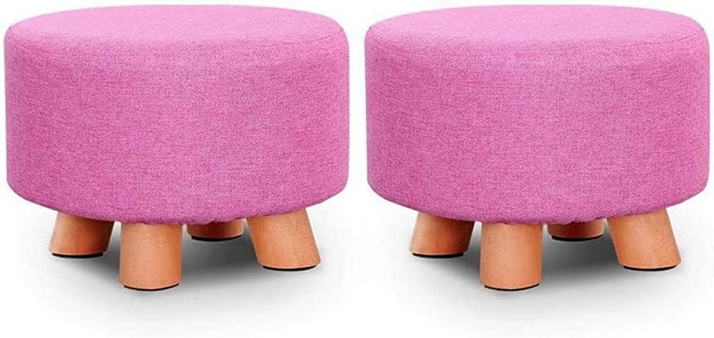 Repose-pieds pouf en tissu lot de 2 avec 4 pieds en bois massif pour salon