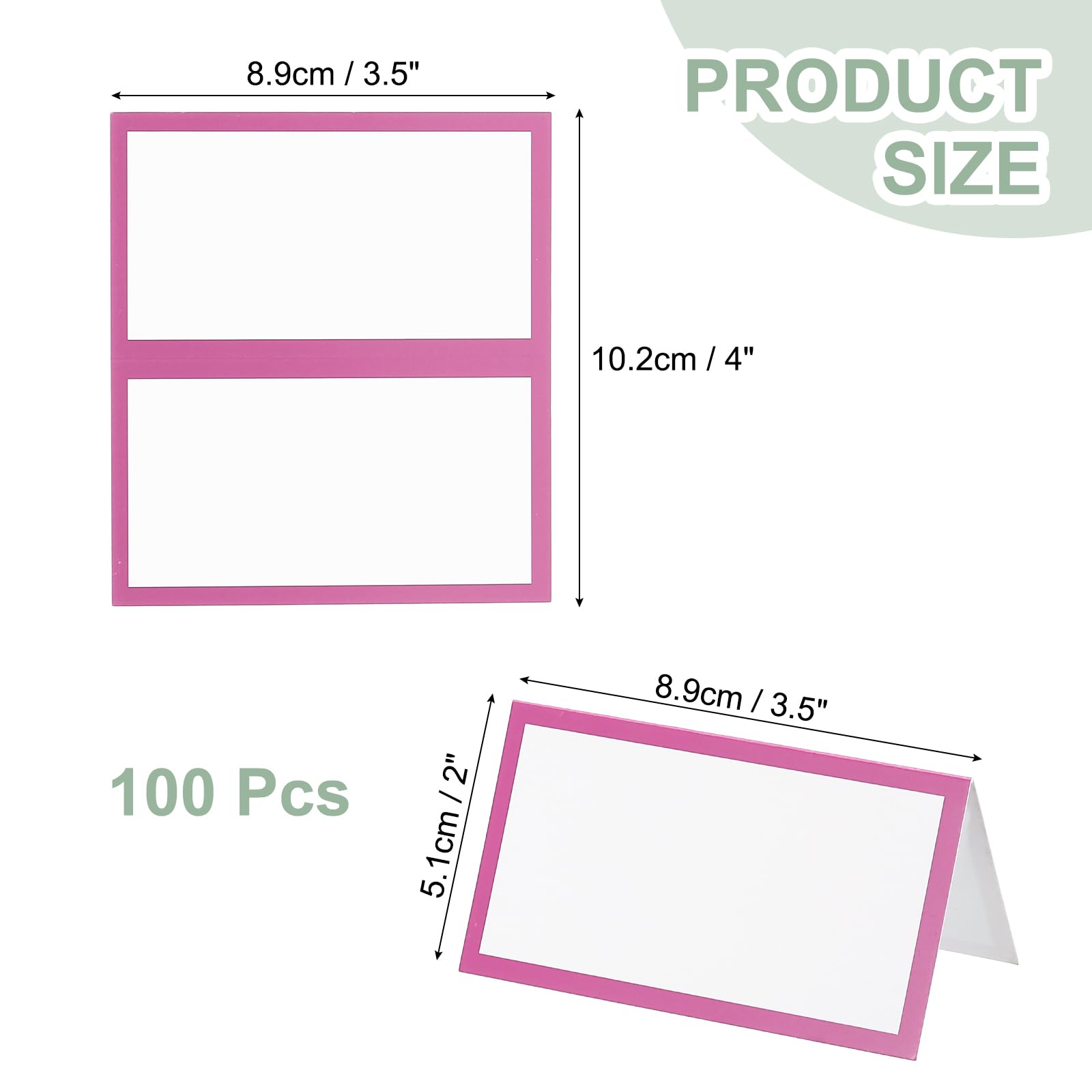 PATIKIL 100Pcs Table Place Cards, 3.5 x 2 Inches Blank Name Place Cards for Table Setting Wedding Reception Buffet Pink - Image 2