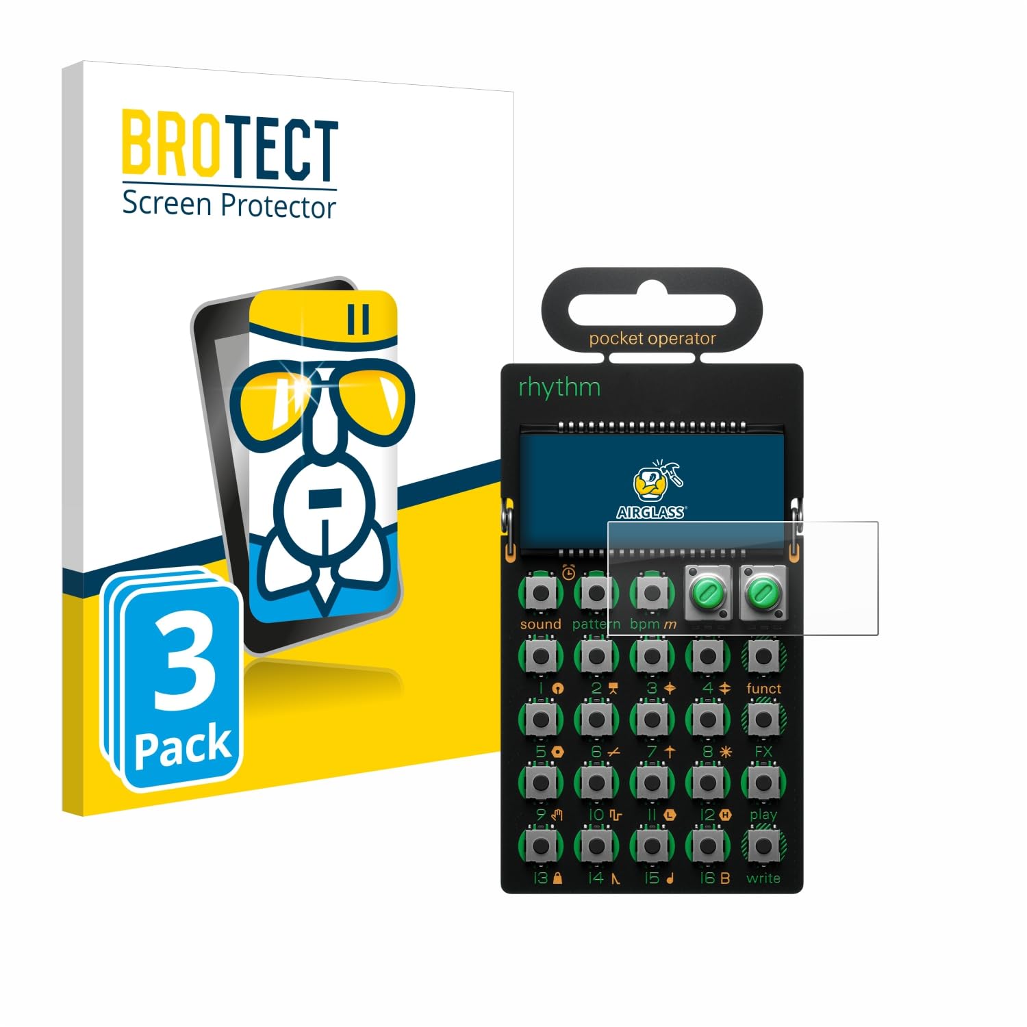 brotect Glass Screen Protector Film Compatible with Teenage Engineering PO-12 Rhythm (3 Pack) - Glass-Foil Protection [Scratch Resistant]