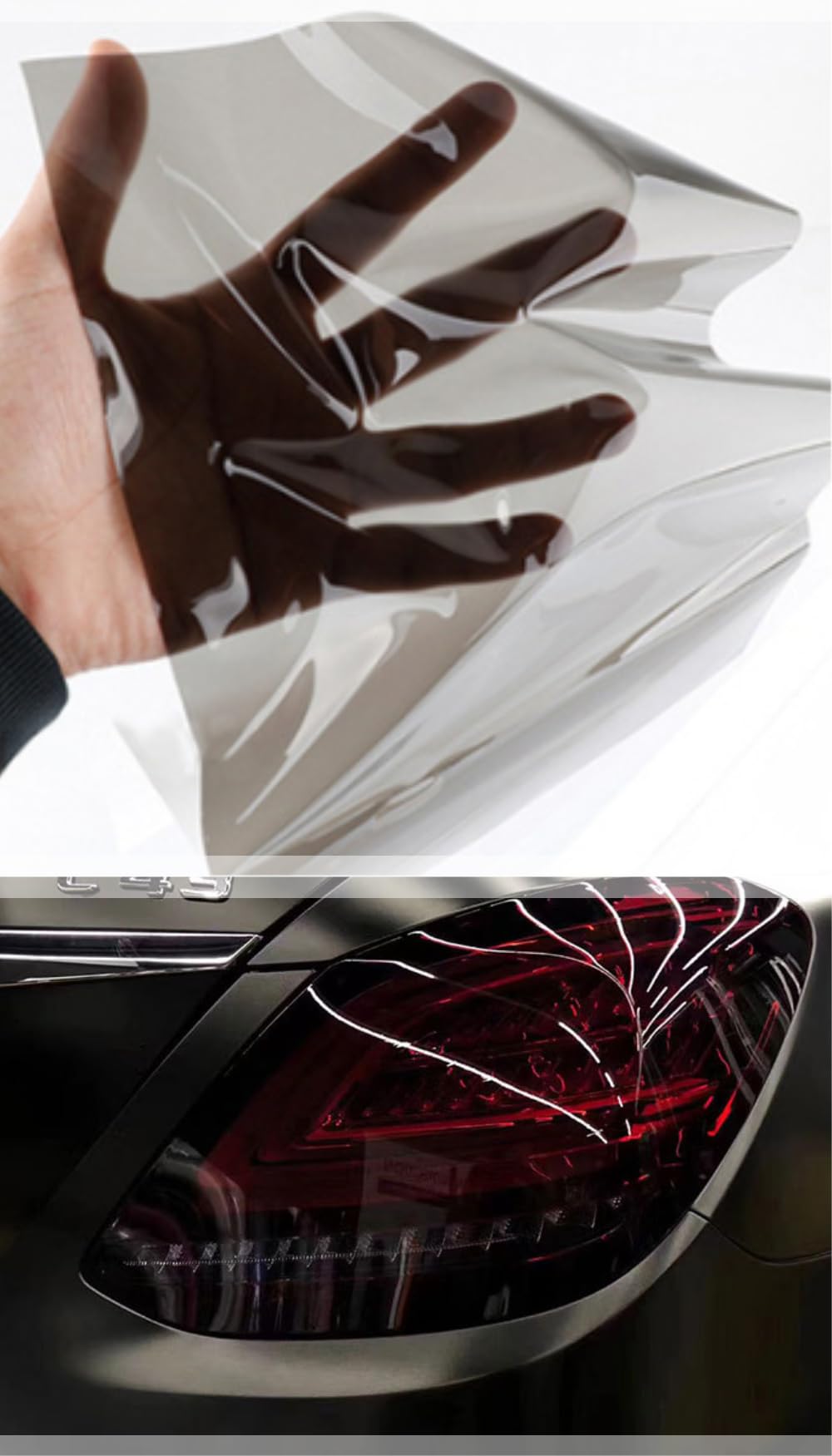 Láminas para Faro,30 * 300cm,PVC Protector Film Autoadhesivo Vinilo Pegatina para Faros de Coche,Película de Luz para Automóvil,2 raspadores,1 Cuchillo de trinchar-Negro