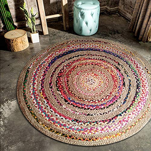 Alfombra redonda tejida estera de góndola y cojín para silla de sala