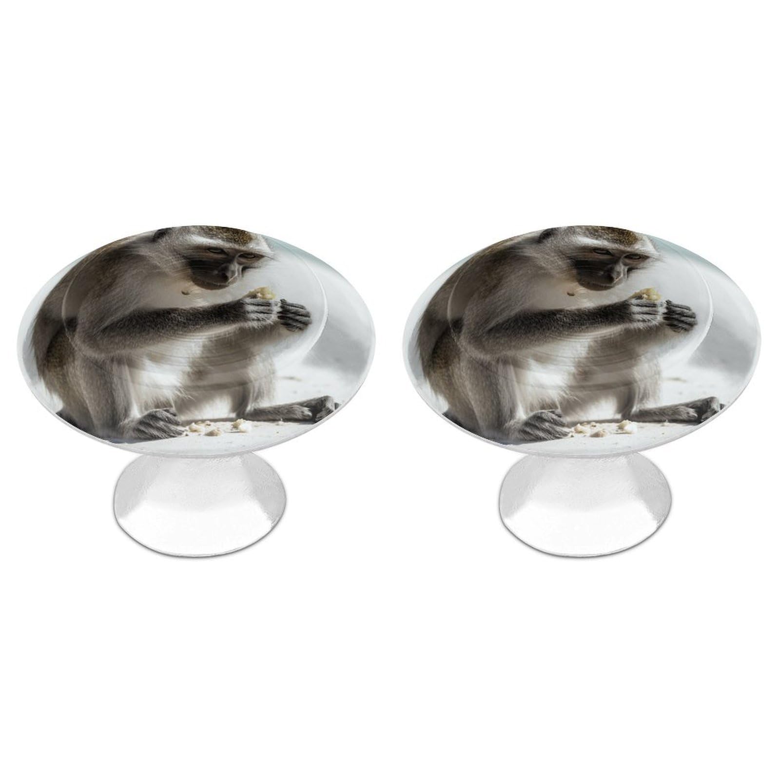 QMNLKH Monkey on The Ground Cabinet Knobs for Home, Round Drawer Pulls for Kitchen, Personalized Cupboard Handles with Screw, Fashion Dresser Knobs for Office, Drawer Handles, 2 Packs