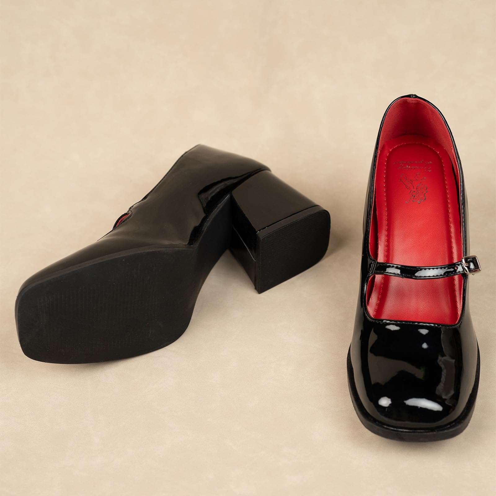 Theater Women Shrimpton Mary Jane Block Heels | Single Strap Round-Toe Pumps | Stylish & Comfortable Sandals for Office & Casual Wear 4