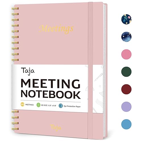Meeting Notebook for Work Organization - Work Planner Notebook with Action Items, Agenda Planner for Note Taking, 160 Pages (6.9" X 9.9") Project Organizer for Men & Women - Pink - c. Pink - 1 Pack