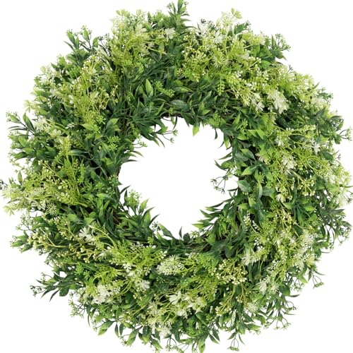 JDKPK 28 Inch Large Eucalyptus Wreaths for Front Door Artificial Green Leaves Greenery Indoor Outdoor Wreath Home Decor Porch Window Wall Farmhouse Door Decorations Spring Summer Fall All Seasons