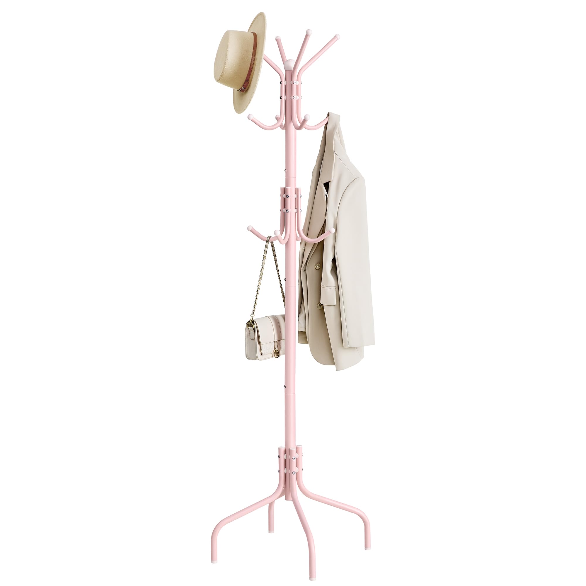 SONGMICS Coat Rack Freestanding Metal Coat Rack Stand with 12 Hooks and 4 Legs Holds Clothes Hats and