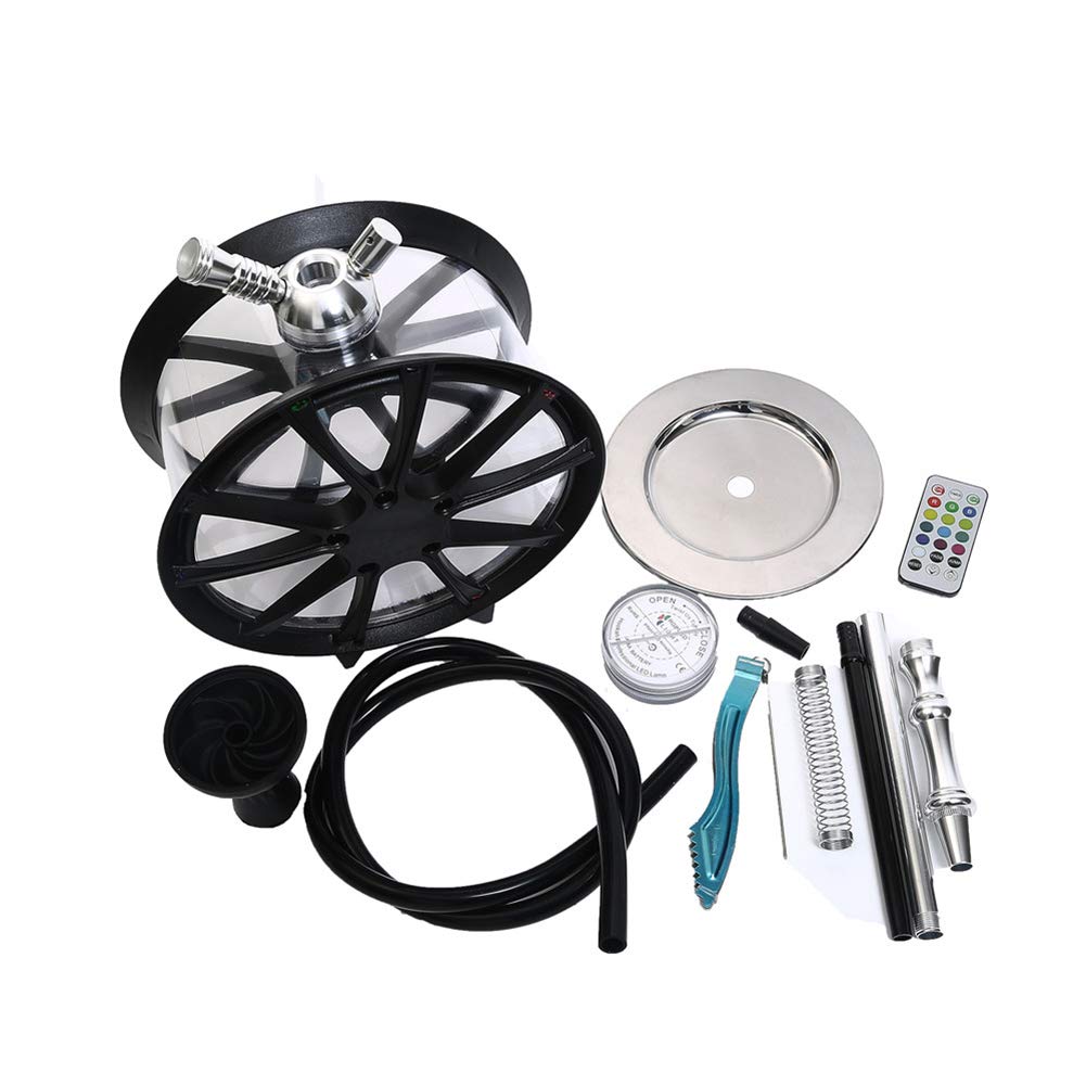 Conjunto de Shisha/Cachimba LED compactado Diseño Moderno Manguera única de cachimba de Burbujas de acrílico Nubes Grandes con Cuenco de Silicona para narguile Manguera Resorte