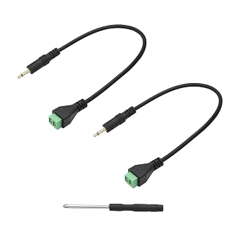 3.5mm Audio Terminal Block Cable 11", TS Mono Solderless Screw Terminal
