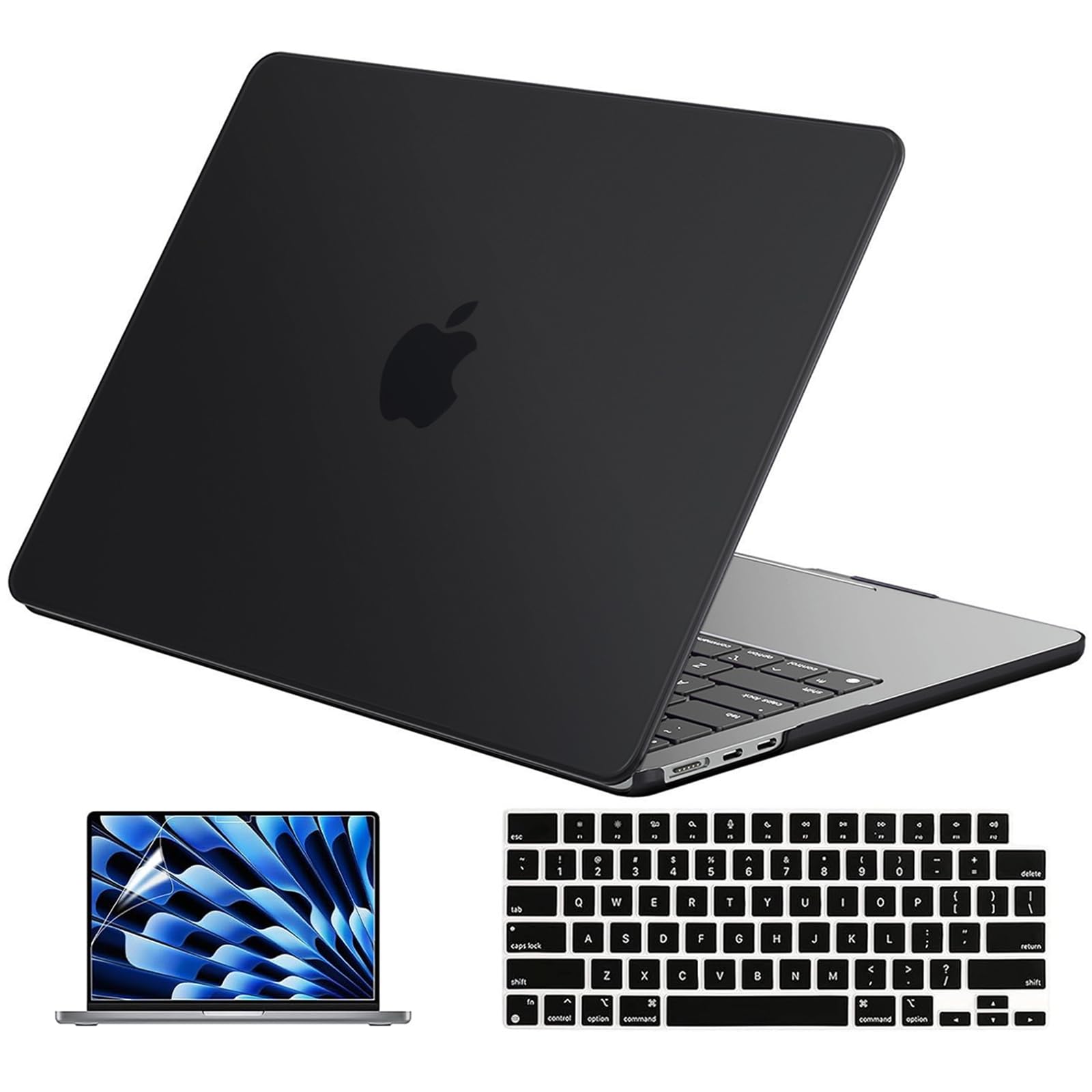 Photo 1 of EooCoo Case Compatible with MacBook Air 15 inch M5 2026 2025-2023 Release M4 M3 M2 Model A3448 A3241 A3114 A2941, Plastic Hard Shell Case & Keyboard Cover & Screen Protector, Matte Black