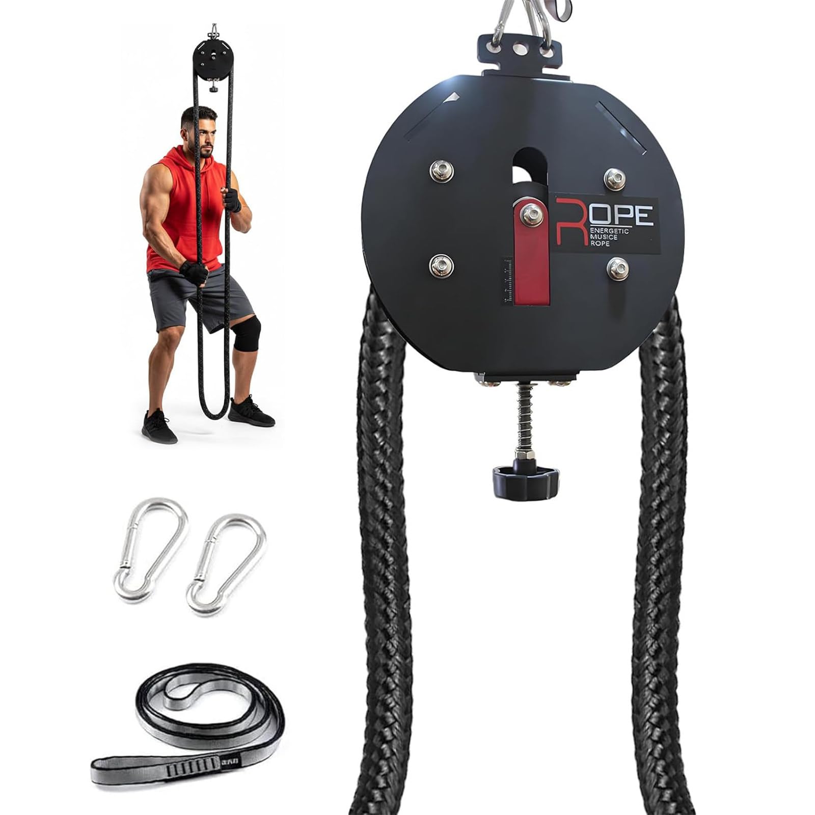 Entrenador de cuerda sin fin portátil, dispositivo de polea de cable ajustable para gimnasio en casa, entrenamiento de fitness, resistencia ajustable de hasta 30 kg