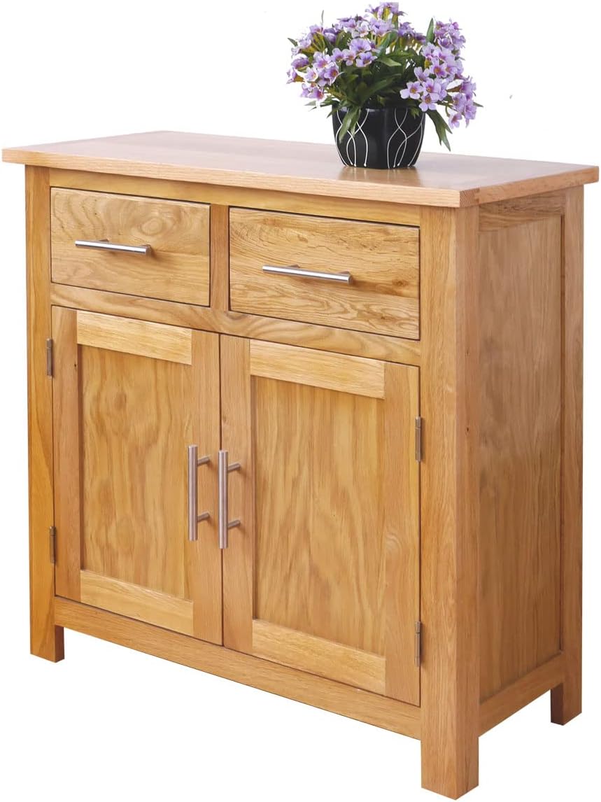 Oak Small Sideboard/2 Door 2 Drawer Mini Sideboard/Living Room Storage (Natural)