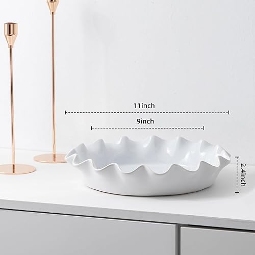 Miniatura 2 de Fun Elements - Molde de cerámica para tartas de 9 pulgadas de profundidad, plato con volantes para hornear, plato antiadherente para tarta de