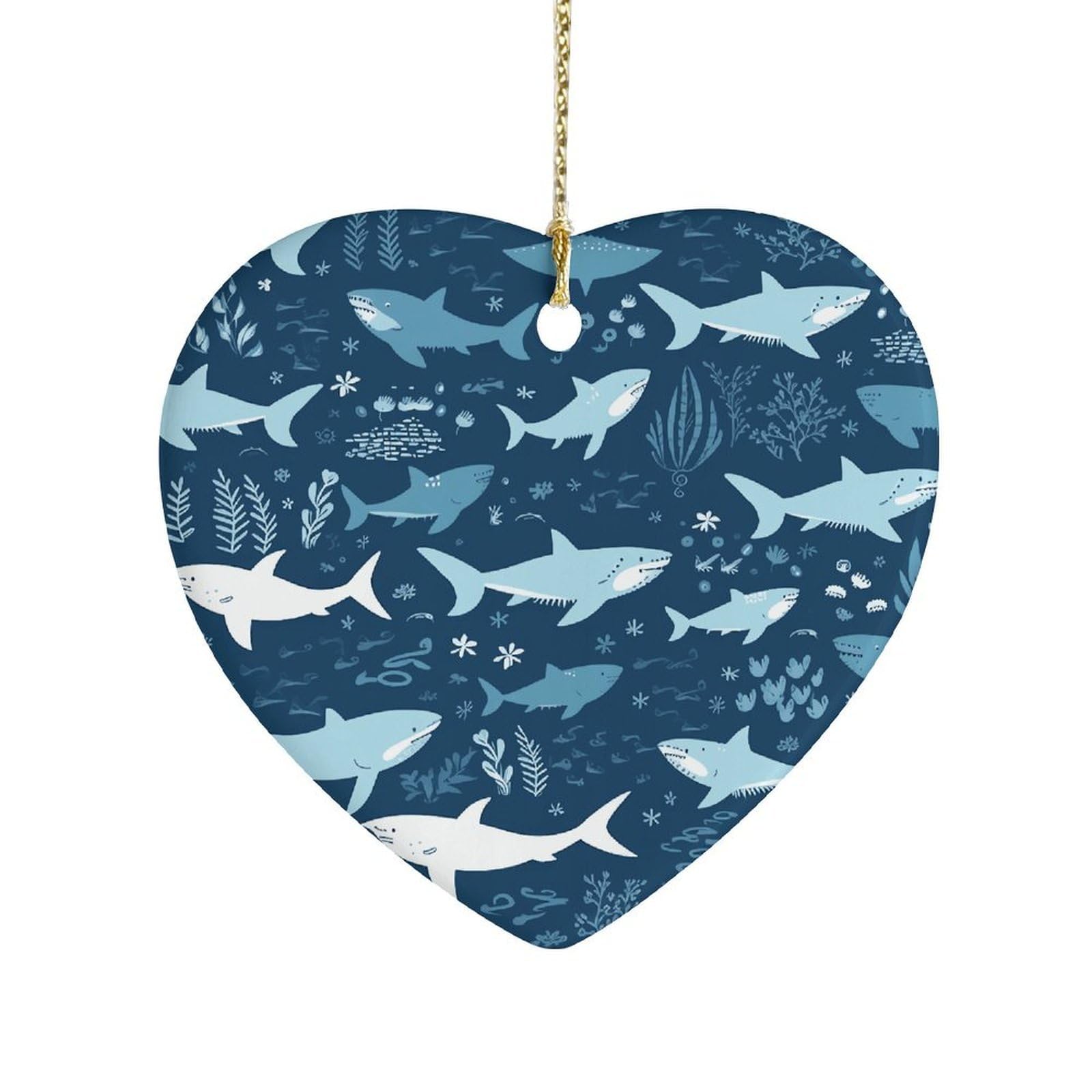 Sharksm Heart Ornament Precious Heart-Shaped Pendant Idea Ceramic Ornaments with Gold String Personalized Heart Shaped Decoration for Outdoor Party Love